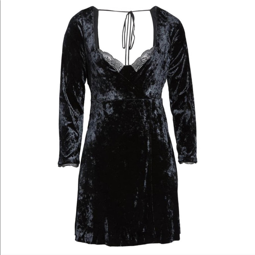 Free People Kat faux wrap velvet mini dress